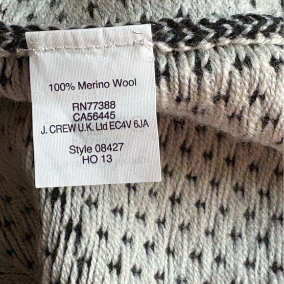 J. Crew Fair Isle 100% Merino Wool Black Gray Cream Preppy Sweater Women Sz M - Picture 6 of 6